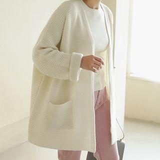 Woolen Open Rib-knit Cardigan