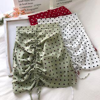 Polka Dot Drawstring A-line Skirt
