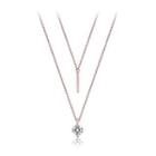 925 Sterling Silver Plated Rose Gold Double-layered Column Necklace With Austrian Element Crystal Rose Gold - One Size