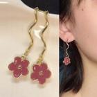 Alloy Flower Dangle Earring 1 Pair - 0056a - Red - One Size