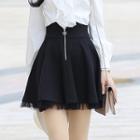 Mesh Panel Mini A-line Skirt