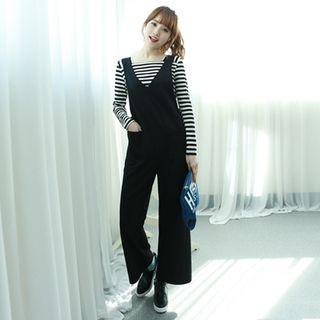 Pocket Detail V-neck Sleeveless Jumper Pants