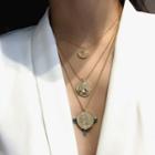 Alloy Coin Pendant Layered Necklace 2136 - Gold - One Size