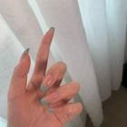 Pointed Faux Nail Tips Nude & Aqua Blue - One Size