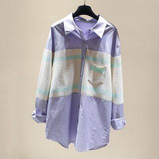 Long-sleeve Knit Panel Shirt