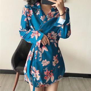 Floral Print Long Chiffon Blouse