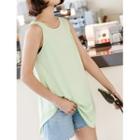Round-hem A-line Silky Tank Top