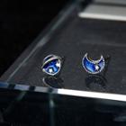925 Sterling Silver Planet Moon & Star Earring R647 - Planet & Moon - Blue - One Size