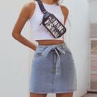 Bow Mini A-line Denim Skirt