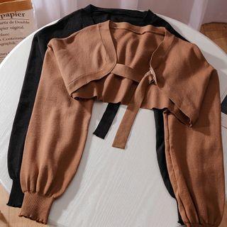 Puff-sleeve Knit Shrug