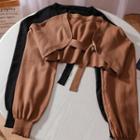 Puff-sleeve Knit Shrug