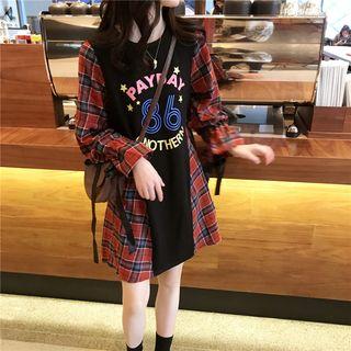 Plaid Letter Print Dress