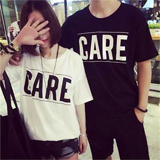 Couple Matching Short-sleeve Lettering T-shirt