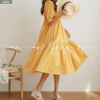 Shirtwaist Long Tiered Dress With Sash