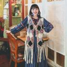 Tie-front Fringed Crochet Vest