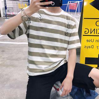 Ring Detail Striped Short-sleeve T-shirt