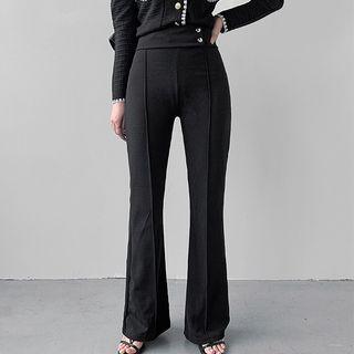 Double-button Boot-cut Pants One Size