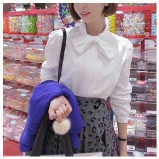 Long-sleeve Bow Neck Blouse