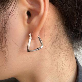 Geometric Hoop Earring 1 Pc - Silver - One Size
