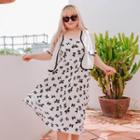 Set: Sleeveless Bow Midi A-line Dress + Short-sleeve Jacket