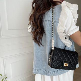 Quilted Cowhide Shoulder Bag Black - One Size