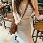 Cable-knit Tank Top + Slim-fit Midi Skirt
