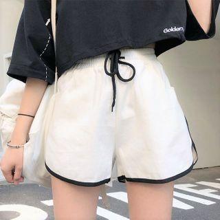 Elbow-sleeve Lettering Cropped Polo Shirt Black - One Size