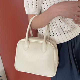 Squared Pleather Bowler Bag