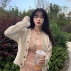 Scalloped Pointelled Knit Cardigan
