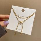 Stainless Steel Layered Necklace X597 - Gold - One Size