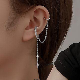 Rhinestone Star Chain Ear Cuff 1 Pc - Earring - Silver - One Size