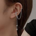 Rhinestone Star Chain Ear Cuff 1 Pc - Earring - Silver - One Size