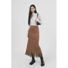 Fringed Faux-suede Long Skirt