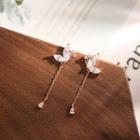 925 Sterling Silver Faux Crystal Butterfly Dangle Earring 1 Pair - 925 Silver - As Shown In Figure - One Size