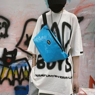 Faux Patent Sling Bag