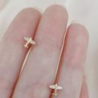 Rhinestone Plane 925 Sterling Silver Earring 1 Pair - Eh0522 - As Shown In Figure - One Size