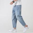 High-waist Drawstring Loose Fit Straight Cut Jeans
