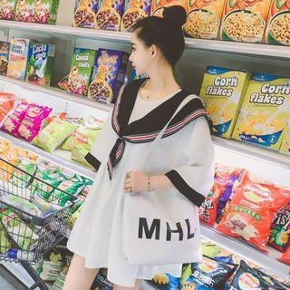 Elbow-sleeve Sailor Collar Minidress