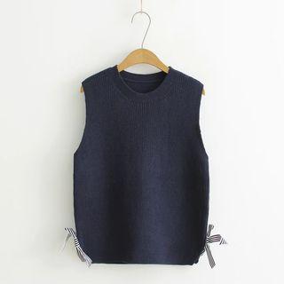 Tie-side Ribbed Knit Vest