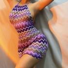 Halter-neck Print Knit Mini Dress