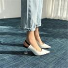 Pointy-toe Clear-heel Sling-back Pumps
