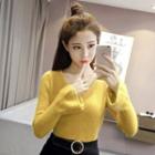 Bell-sleeve V-neck Sweater