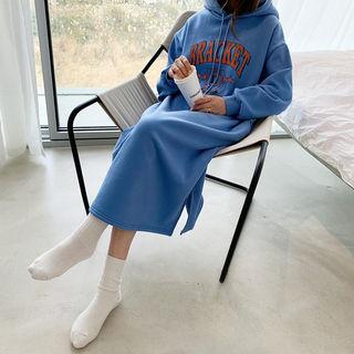 Lettered Long Hoodie Dress
