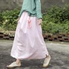 Applique Maxi A-line Skirt Light Pink - One Size