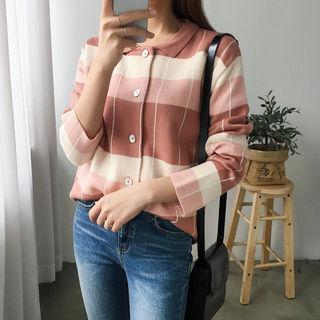 Collared Check Cardigan
