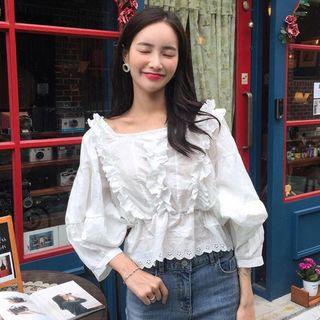 Square Neck Ruffle Blouse
