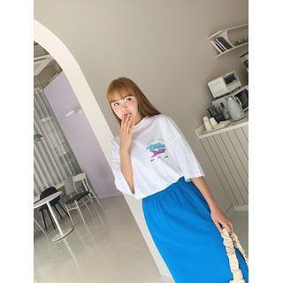 Vivid-color Long Cotton Skirt