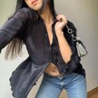 Plain Satin See-through Shirt