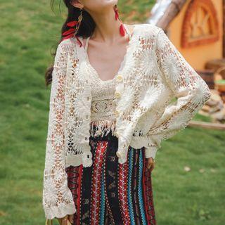 Crochet Knit Jacket Almond - One Size