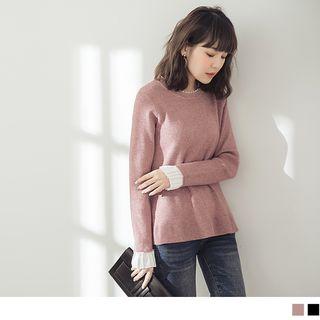Frilled Trim Mock Two Piece Sweater